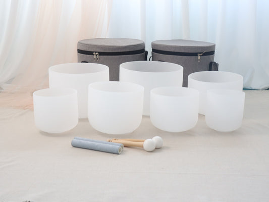 Soluna® Kristallen Klankschalen Set – 7-delig – 432 Hz Chakra Set – Premium Crystal Singing Bowls voor Meditatie, Yoga & Sound Healing 6-12 inch