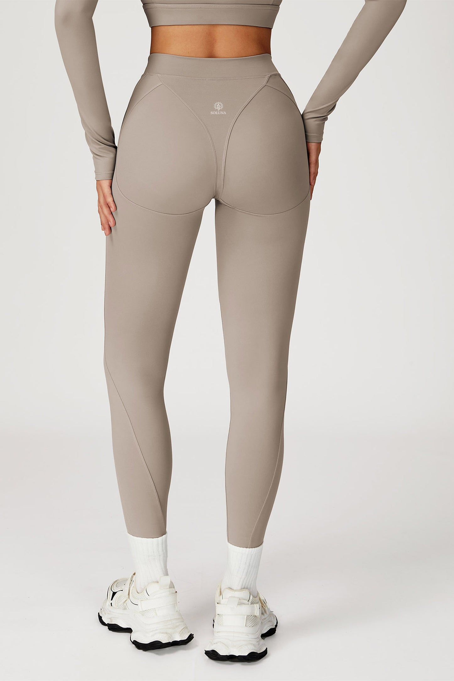 Fitbuddy Seamless Sport Legging GZL115 – Camel Grey – High Waist, Squatproof & Shaping – Dames – Maat XL