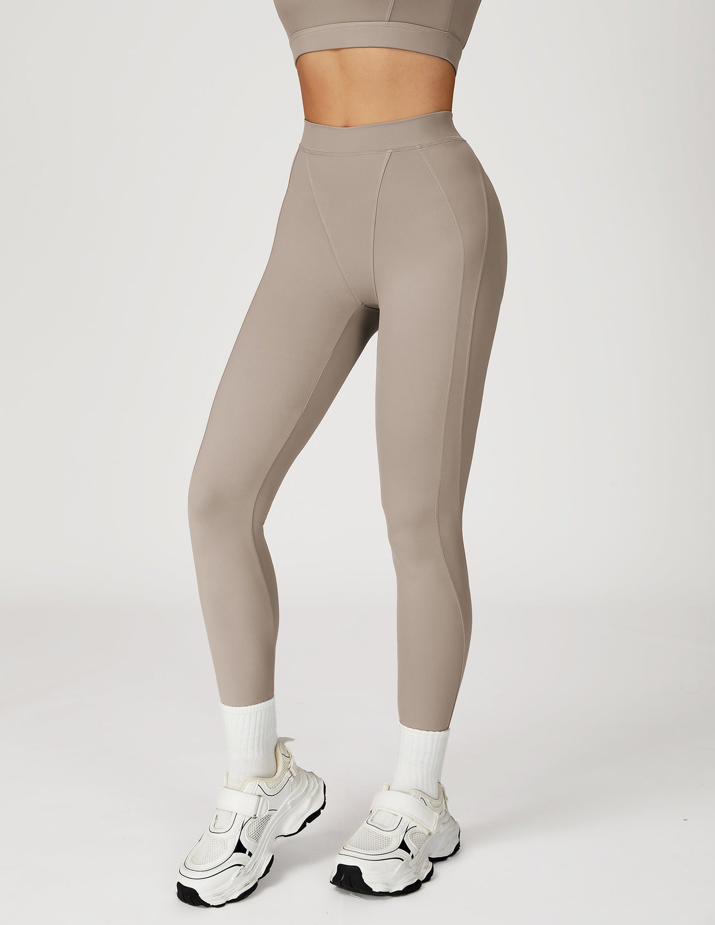 Fitbuddy Seamless Sport Legging GZL115 – Camel Grey – High Waist, Squatproof & Shaping – Dames – Maat XL