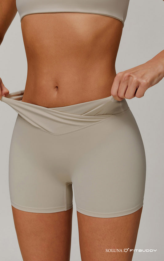 Fitbuddy Seamless Shorts GZL56 – Light Khaki – High Waist, Squatproof & Ademend – Dames – Maat S